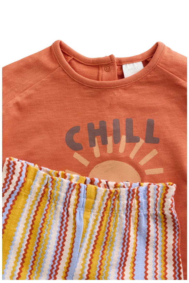 Kids' Chill Graphic T-Shirt & Stripe Pants Set, Alternate, color, ORANGE