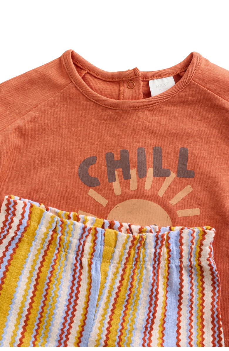 NEXT Kids' Chill Graphic T-Shirt & Stripe Pants Set, Alternate, color, Orange