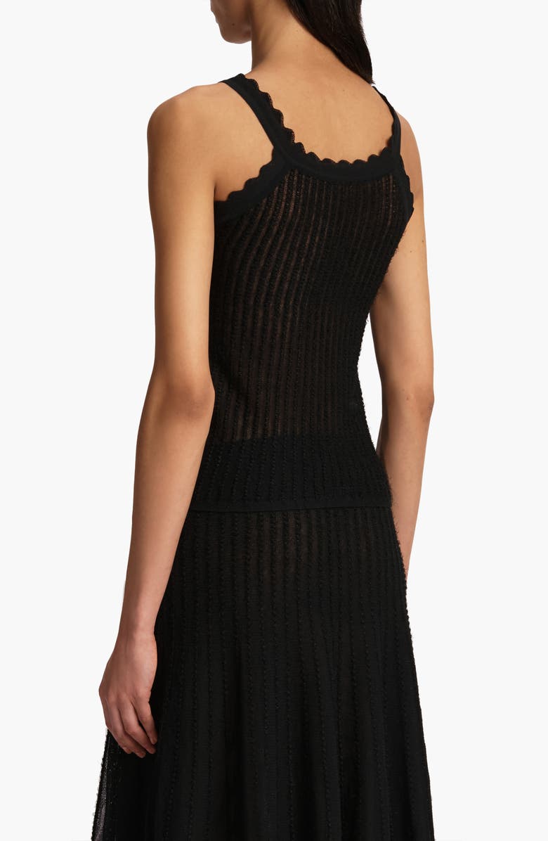 Khaite Ennio Scallop Semisheer Rib Tank, Alternate, color, Black