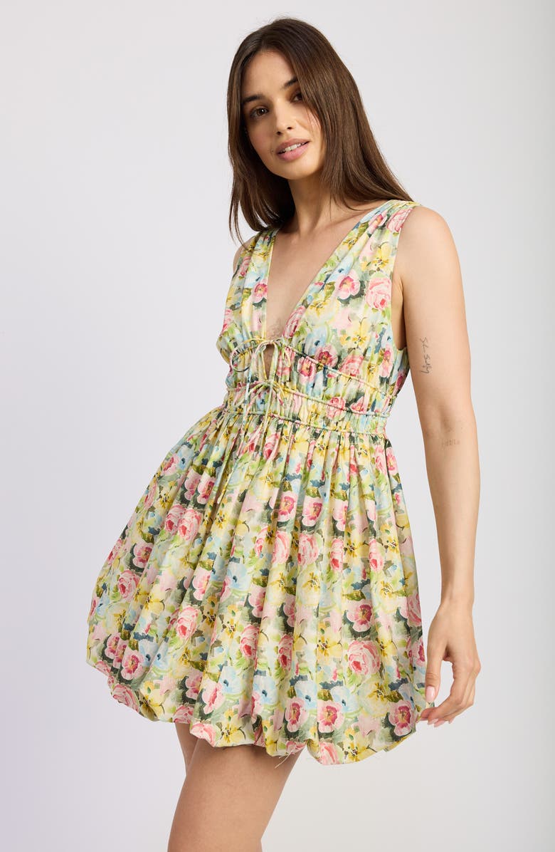 En Saison Cairo Bubble Hem Minidress, Alternate, color, Pink Yellow Multi