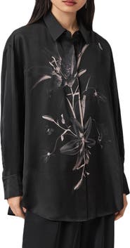 AllSaints Bernie Floral Print Long Sleeve Woven Shirt