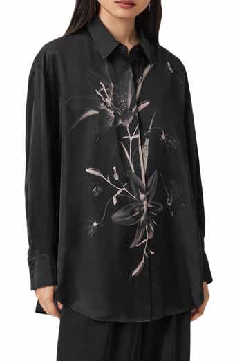 AllSaints Bernie Floral Print Long Sleeve Woven Shirt