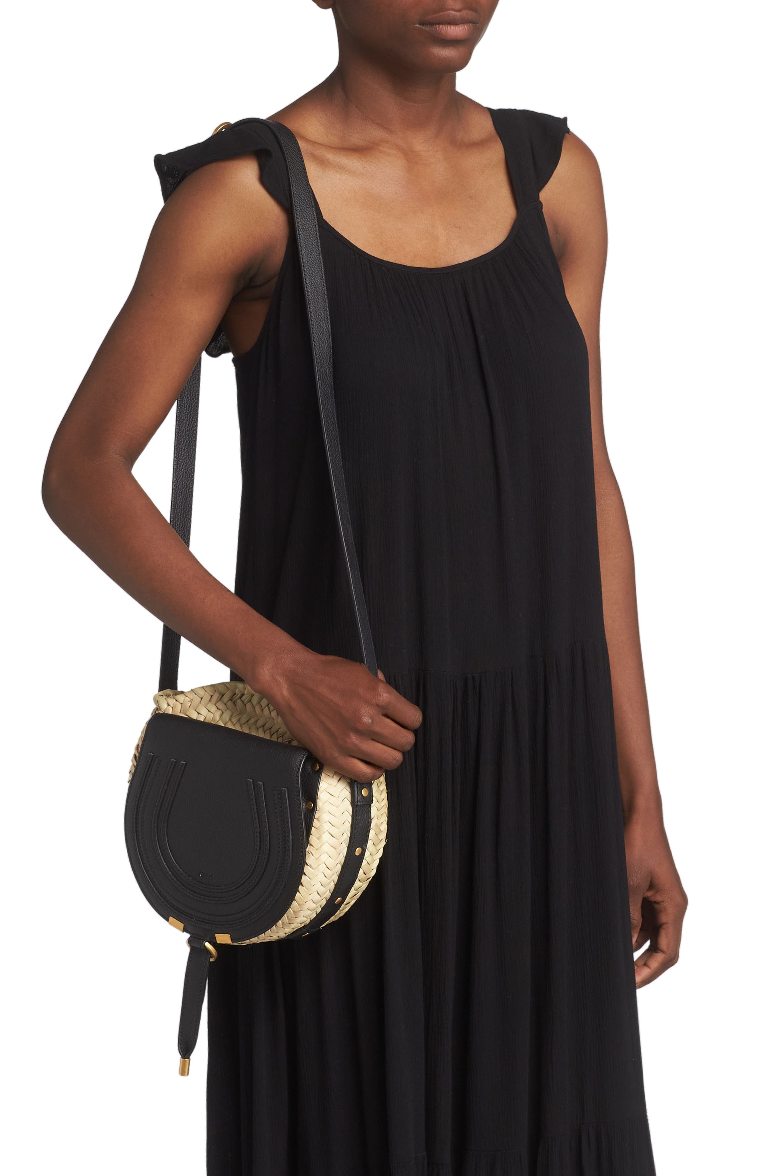 Chloé Marcie Woven Palm Round Crossbody Bag, Alternate, color, 