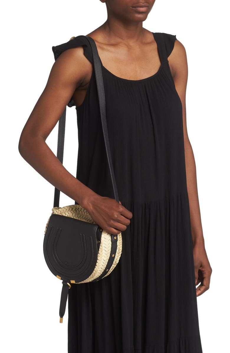 Chloé Marcie Woven Palm Round Crossbody Bag, Alternate, color,