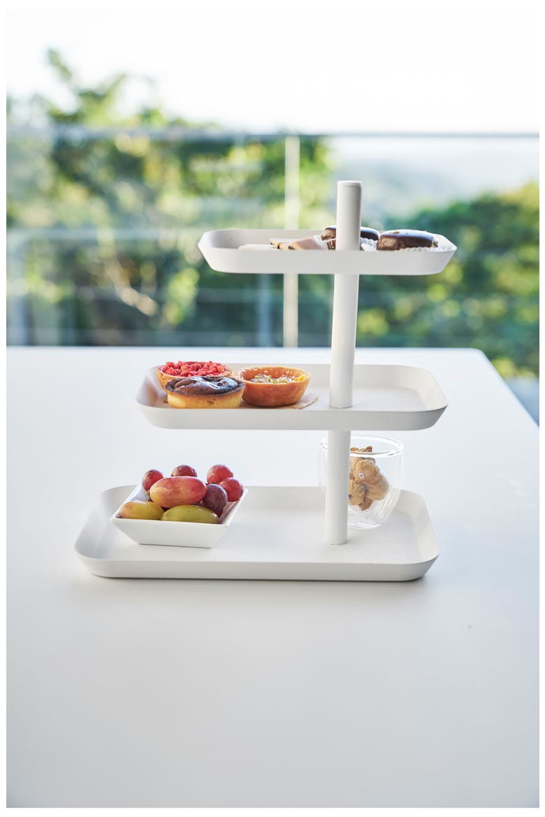 Tower Three-Tier Steel Serving Stand, Alternate, color, WHITE