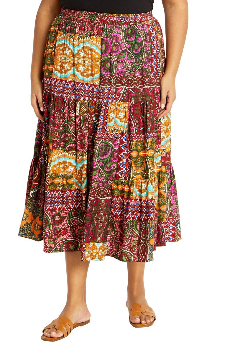 Erica Print Midi Skirt, Main, color, KALEIDOSCOPE