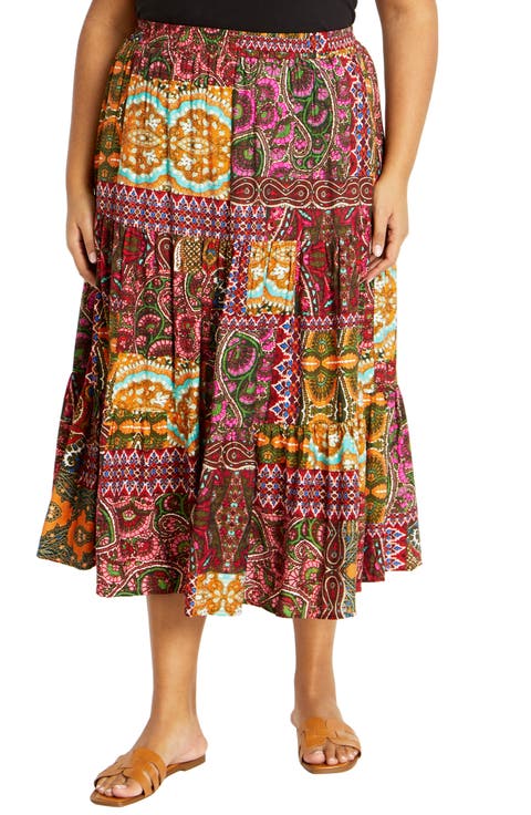 Erica Print Midi Skirt (Plus)