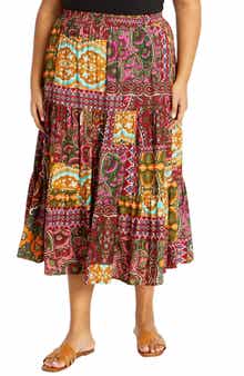 City Chic Erica Print Midi Skirt