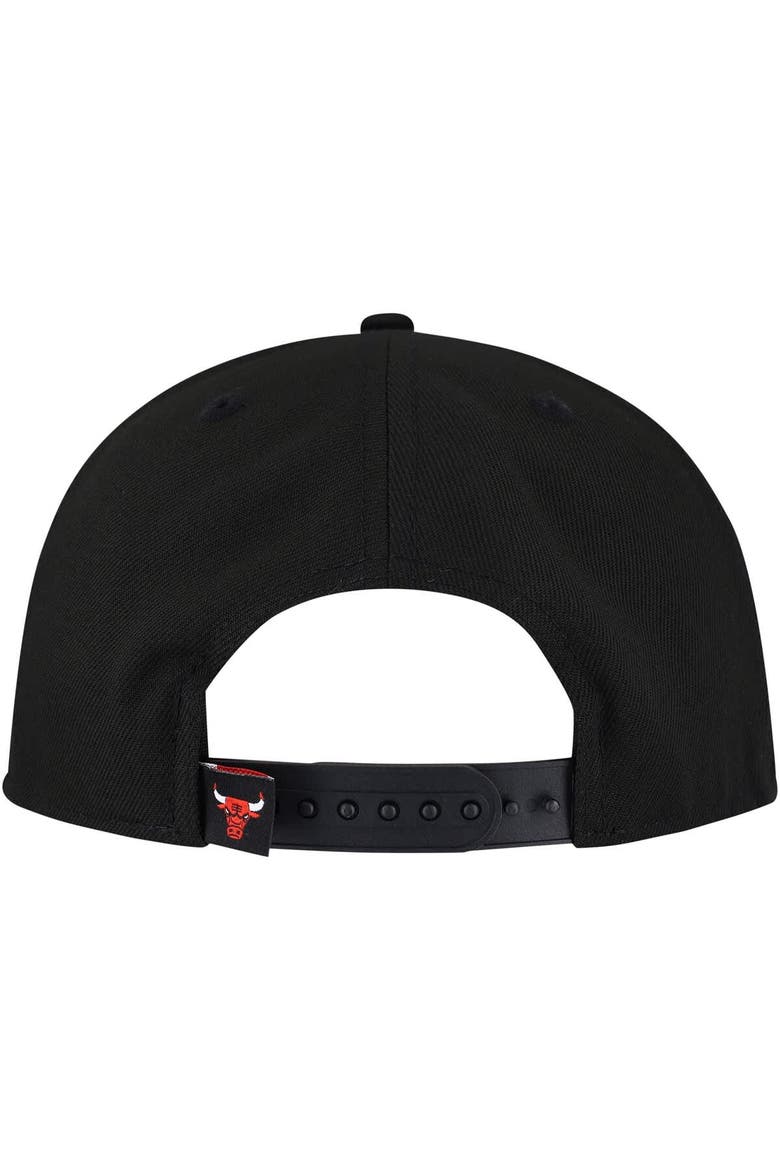 Men's New Era Black Chicago Bulls Oversized Puff Print Logo Golfer Snapback Hat, Alternate, color, Black