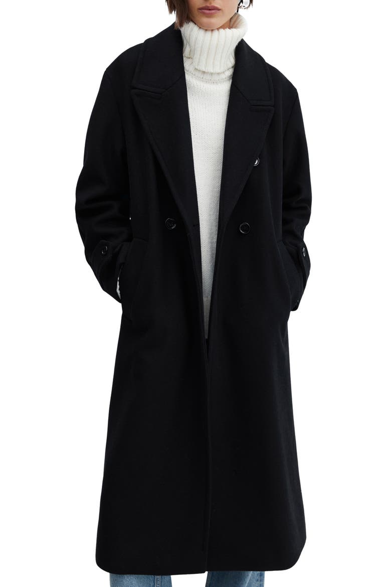 Oversize Wool Blend Coat, Main, color, BLACK
