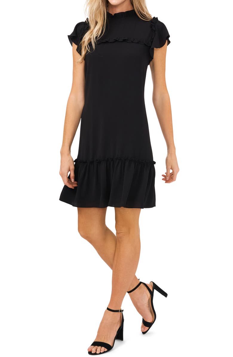 CeCe Mock Neck Ruffle Dress, Main, color, 