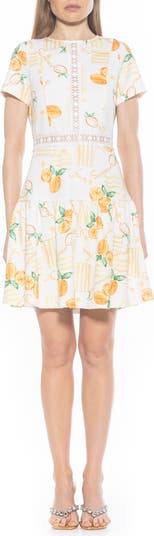 Alexia Admor Women's Alexa Lace Trim Floral Print Dress, Beige, 8