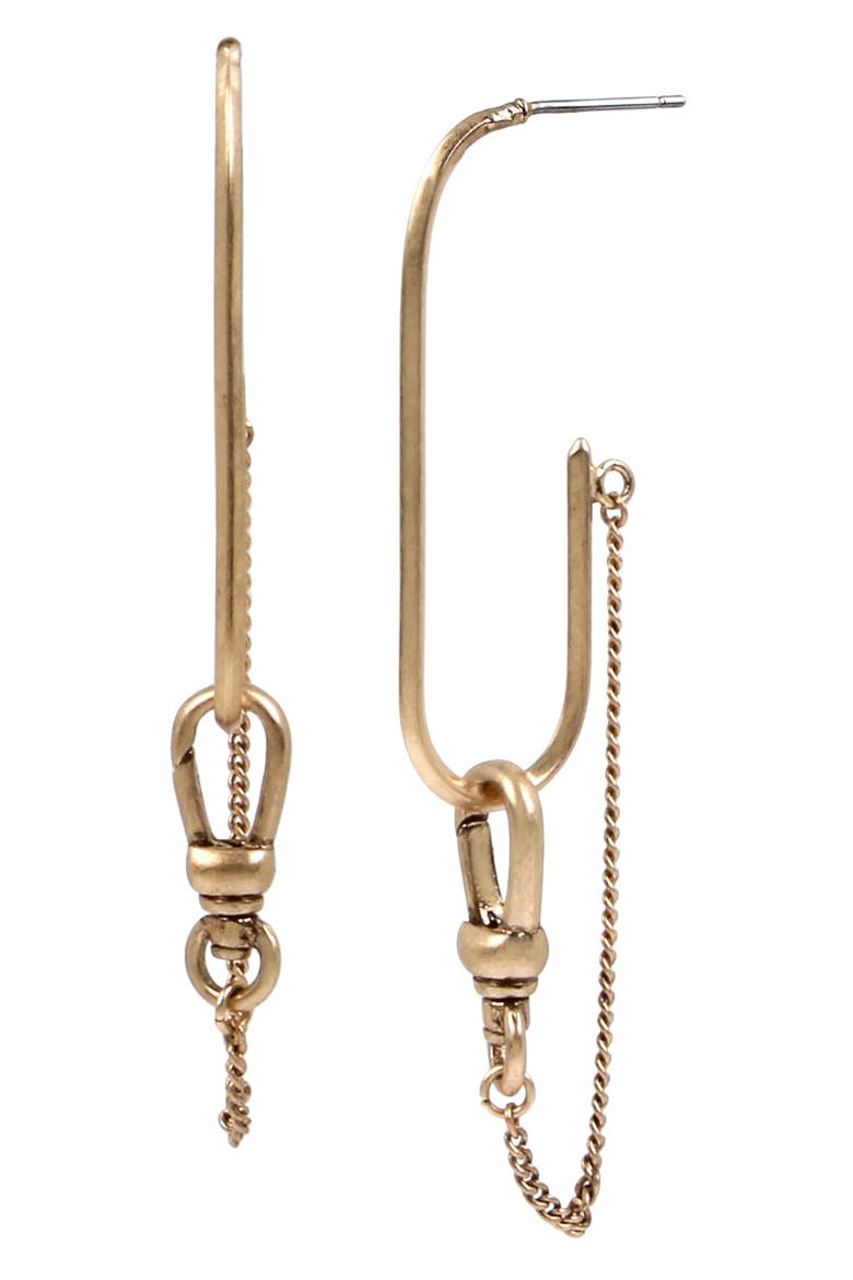 Elongated Swag Drop Earrings, Main, color, WARM BRASS