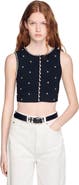 SANDRO Jewelled embroidered knit crop top