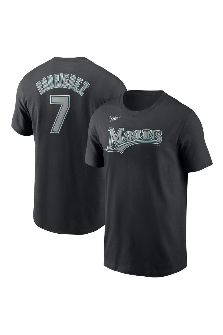 Men's Nike Ivan Rodriguez Black Florida Marlins Cooperstown Collection Name & Number T-Shirt, Main, color, Black