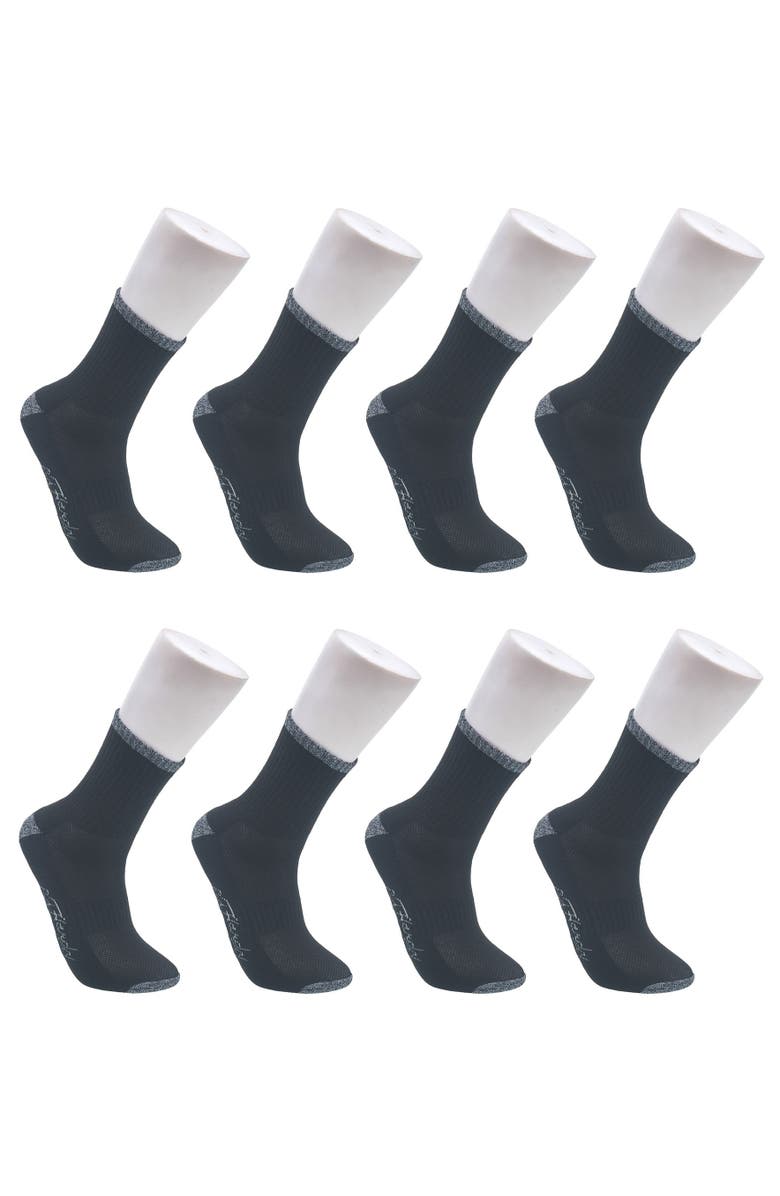 Ed Hardy Basic Half Cushion Mid Crew Sock 8-Pack, Main, color, Black