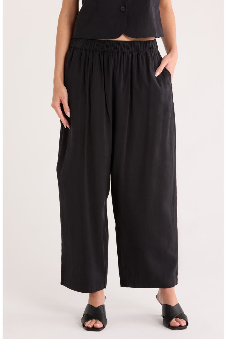 Elastic Waist Barrel Leg Pants, Main, color, BLACK
