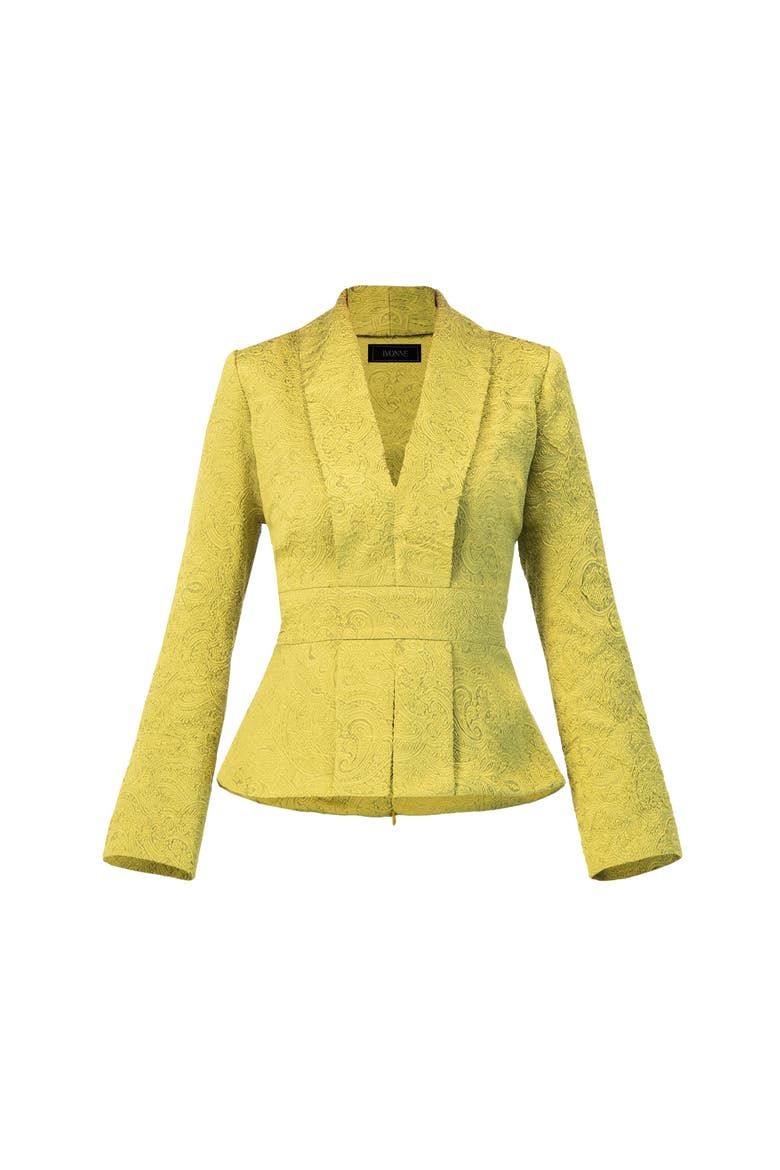 Collarless Paisley Blazer with Back Zipper, Alternate, color, Green