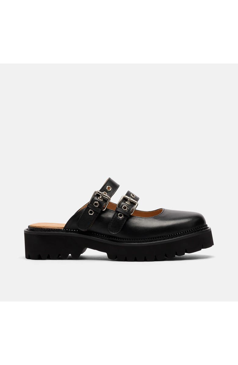 MARC NOLAN Lexi Leather Double-Buckle Lug Mules, Main, color, Black
