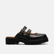MARC NOLAN Lexi Leather Double-Buckle Lug Mules