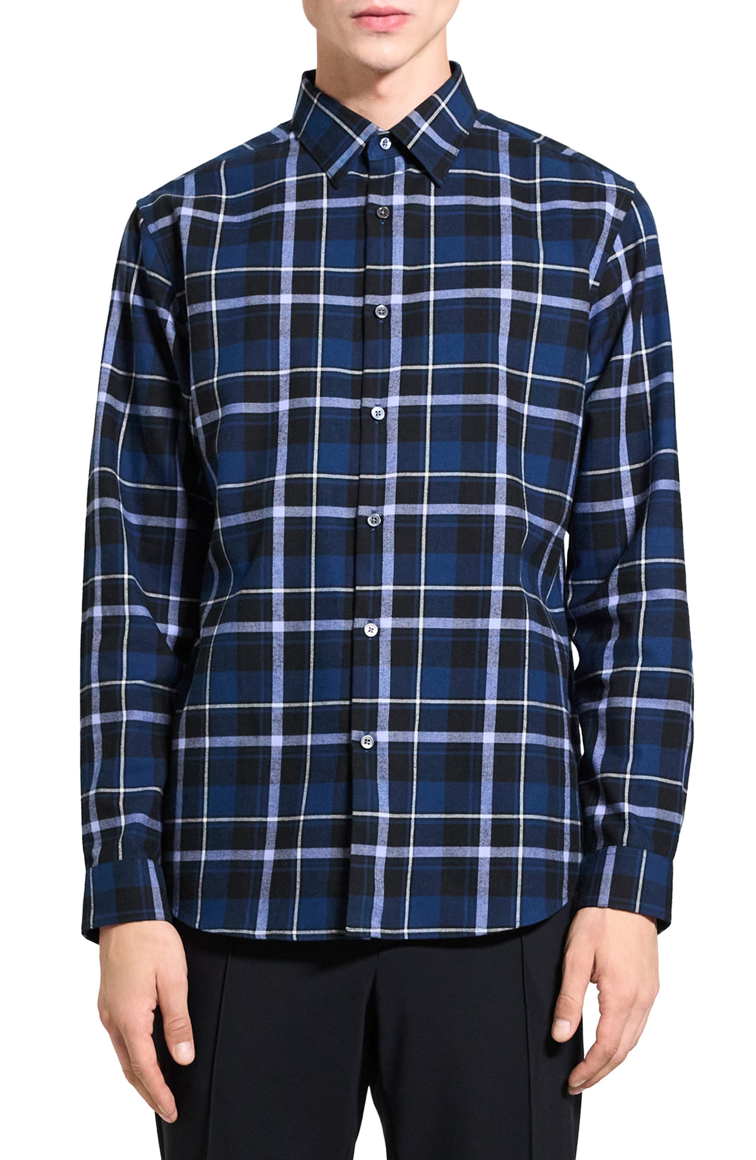 Theory Irving Medium Plaid Shirt