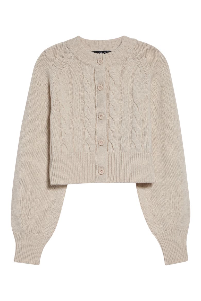 Rita Cable Knit Wool & Cashmere Cardigan, Alternate, color, PALO SANTO