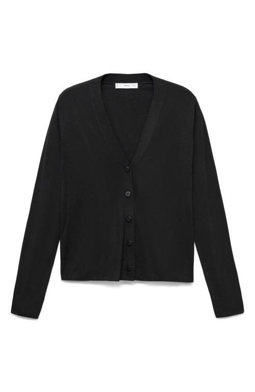 Mango V-neck Knit Cardigan In Black