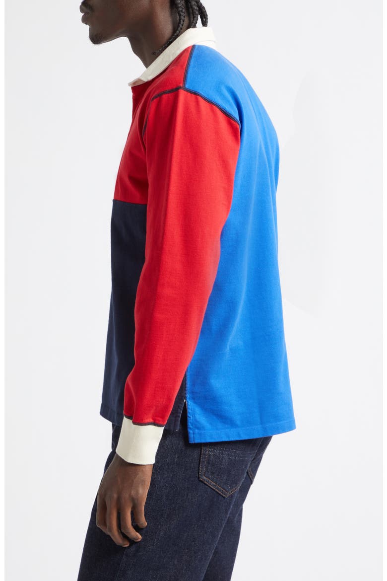 Colorblock Long Sleeve Rugby Polo, Alternate, color, 662 RED YEL BLUE GRN