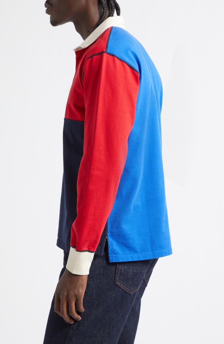 Drake's Colorblock Long Sleeve Rugby Polo, Alternate, color, Red Yellow Blue Green