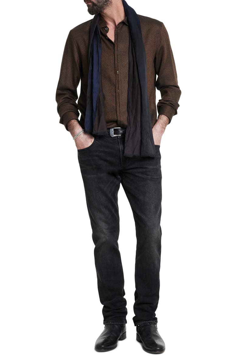 John Varvatos Pleated Placket Wool Button-Up Shirt, Alternate, color, 