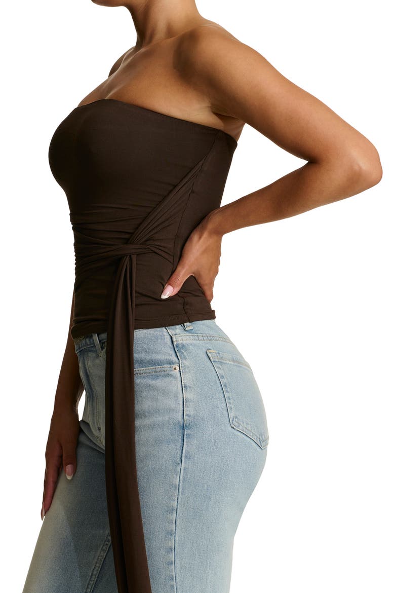 Smooth Draped Tube Top, Alternate, color, DARK CHOCOLATE