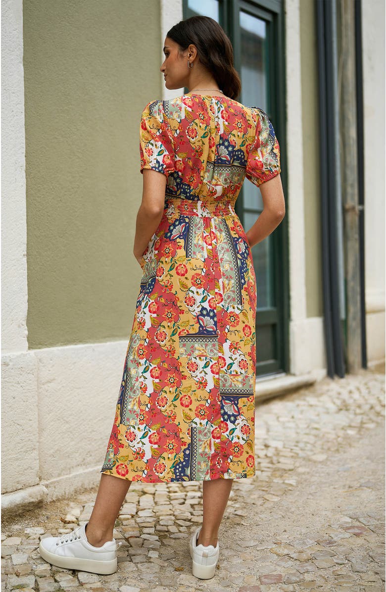 Yumi Floral Patchwork Print Midi Shirt Dress, Alternate, color, Multi