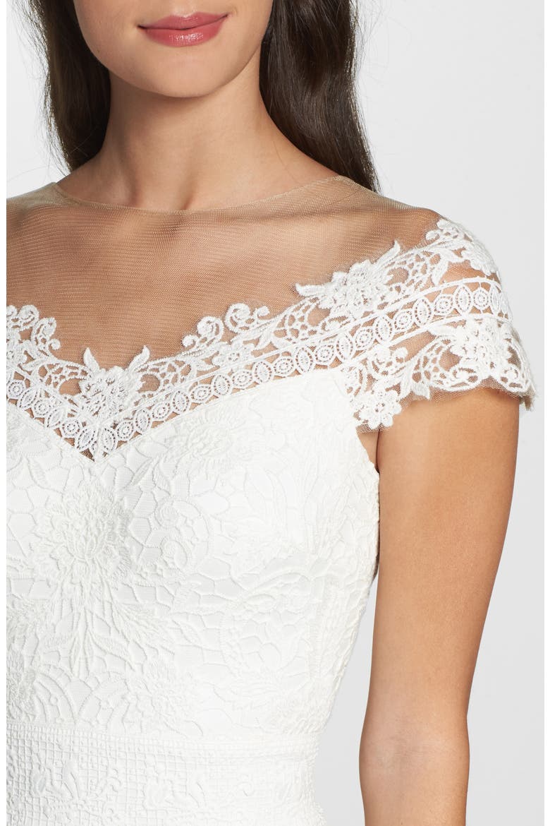 Off the Shoulder Illusion Lace Gown, Alternate, color, IVORY