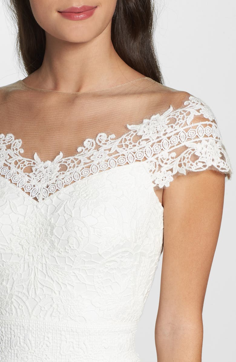 Tadashi Shoji Off the Shoulder Illusion Lace Gown, Alternate, color, 