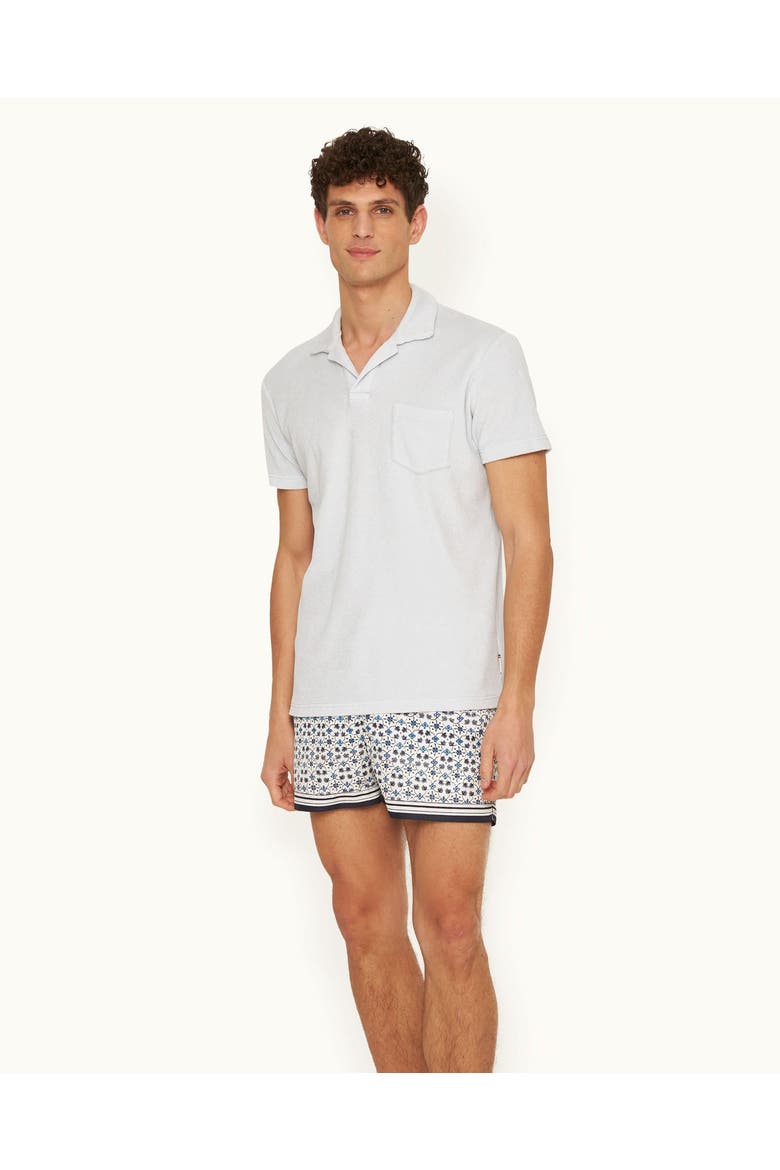 Terry Towelling Tailored Fit Towelling Polo Shirt, Main, color, Light Sky Pool