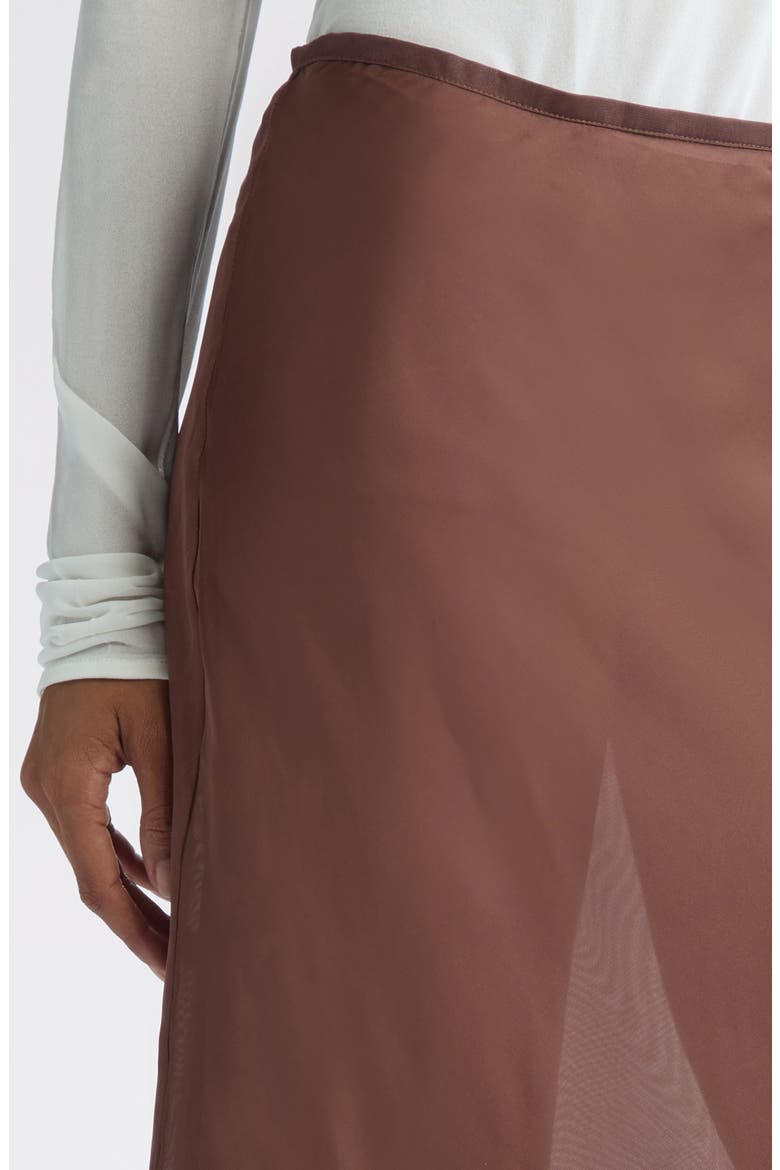 Colette Sheer Chiffon Midi Skirt, Alternate, color, BROWN