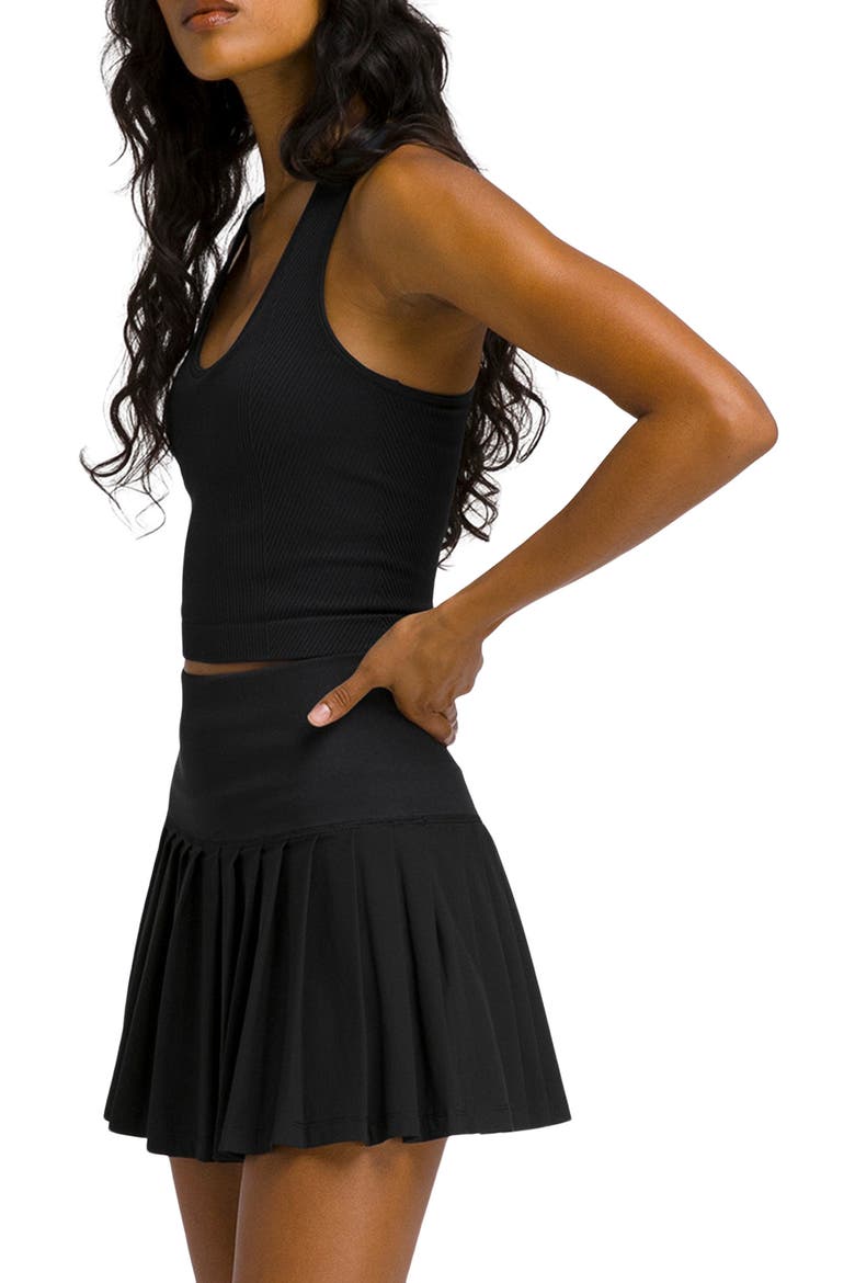 Midtown Pleated Tennis Skort, Alternate, color, BLACK