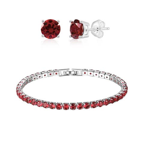 Tennis Bracelet And Earrings Set