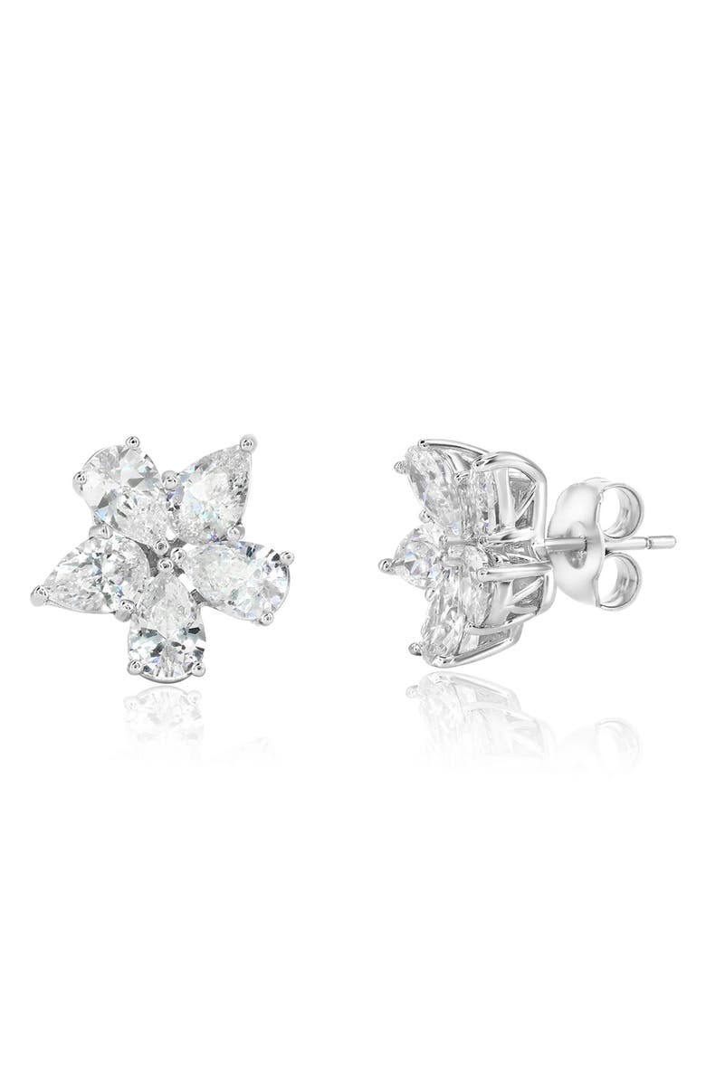 SUZY LEVIAN Cubic Zirconia Flower Cluster Stud Earrings, Main, color, White