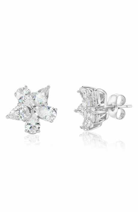 SUZY LEVIAN Cubic Zirconia Flower Cluster Stud Earrings