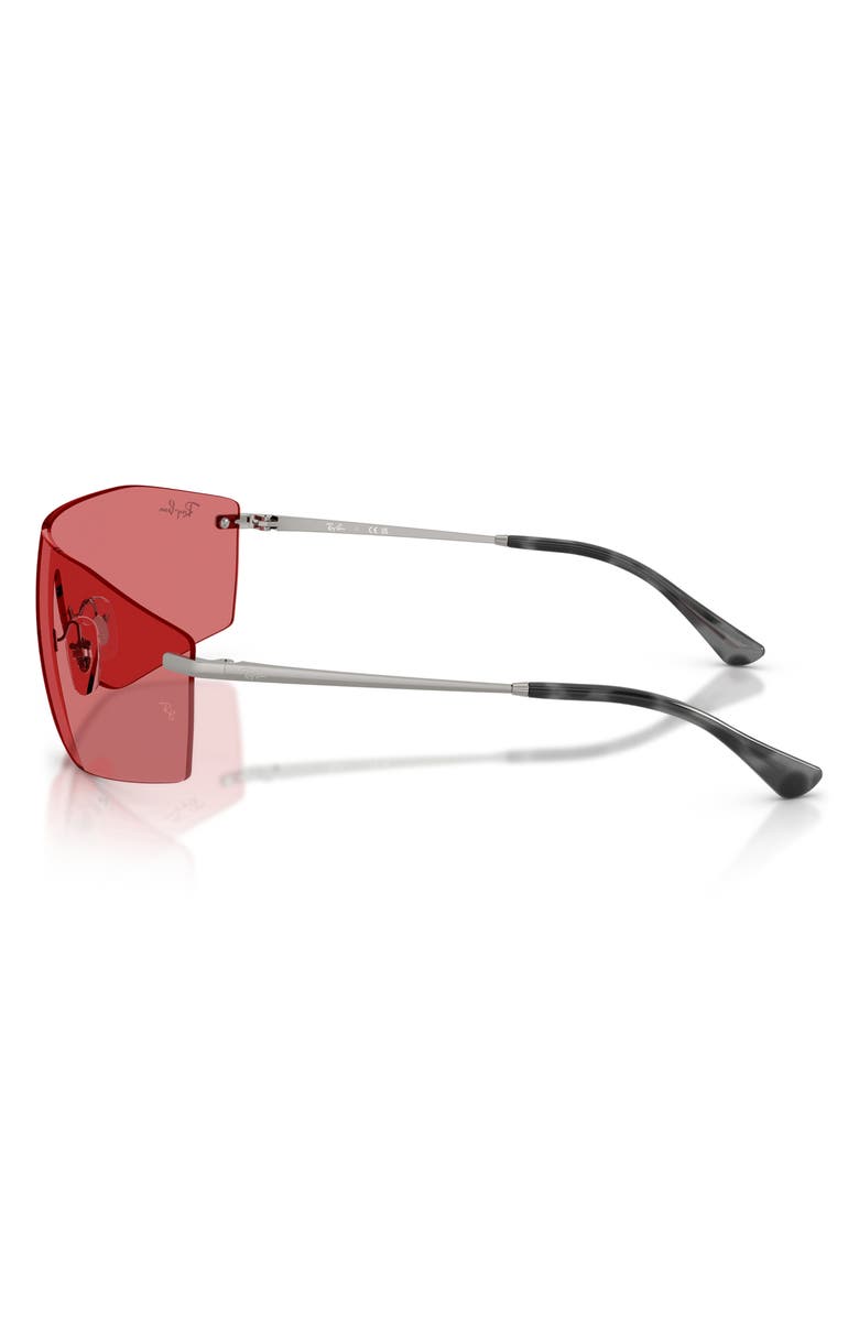 Ray-Ban 141mm Irregular Shield Sunglasses, Alternate, color, Gunmetal / Red Hiper