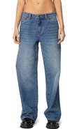 EDIKTED NYC Washed Low Rise Wide Leg Jeans
