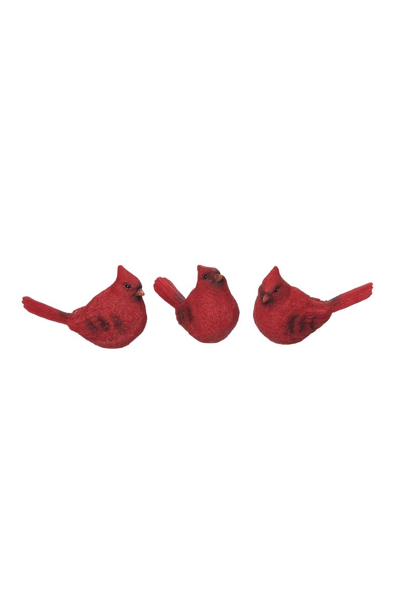 Transpac Set of 3 Bright Cardinal Figurines - Decorative Resin Birds for Home Decor and Holiday Cheer, Main, color,
