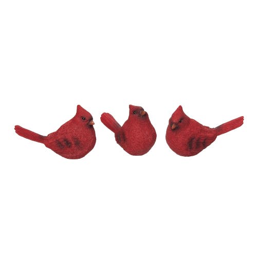 Transpac Set Of 3 Bright Cardinal Figurines In Red