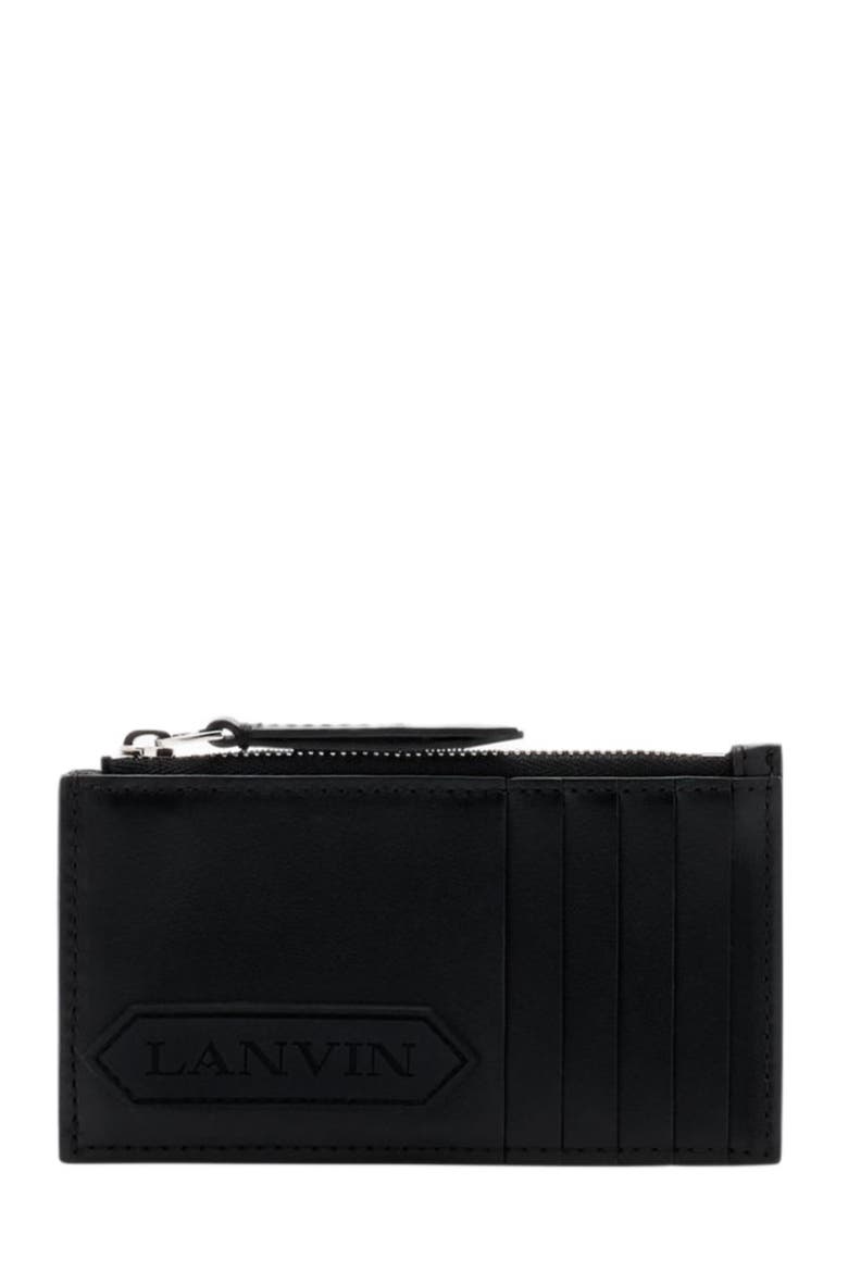 Signature Leather Cardholder, Main, color, BLACK
