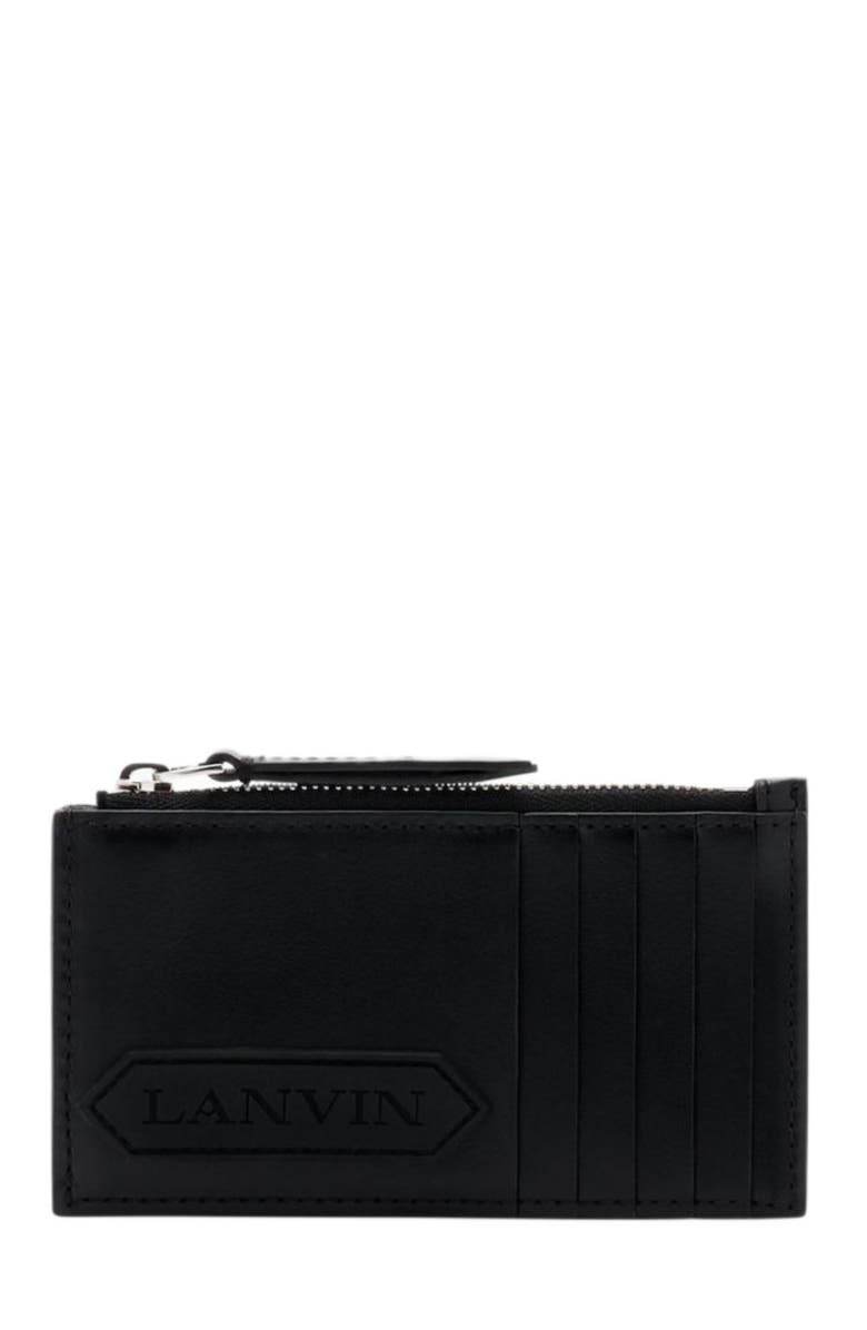 Lanvin Signature Leather Cardholder, Main, color, Black
