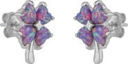Spero London Pink Purple Opal Four Leaves Clover Sterling Silver Stud Earrings