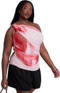 ELOQUII Twist Drape Sheer Mesh Top