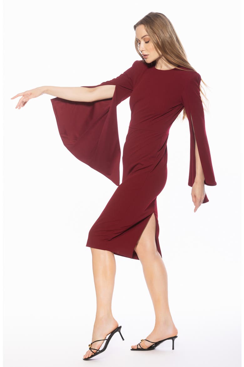 Brooklyn Long Sleeve Sheath Dress, Alternate, color, BURGUNDY