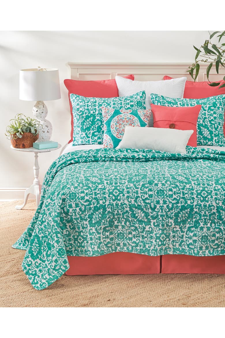 Madison Aqua Cotton Cotton Quilt Set - Reversible and Machine Washable, Alternate, color, Blue